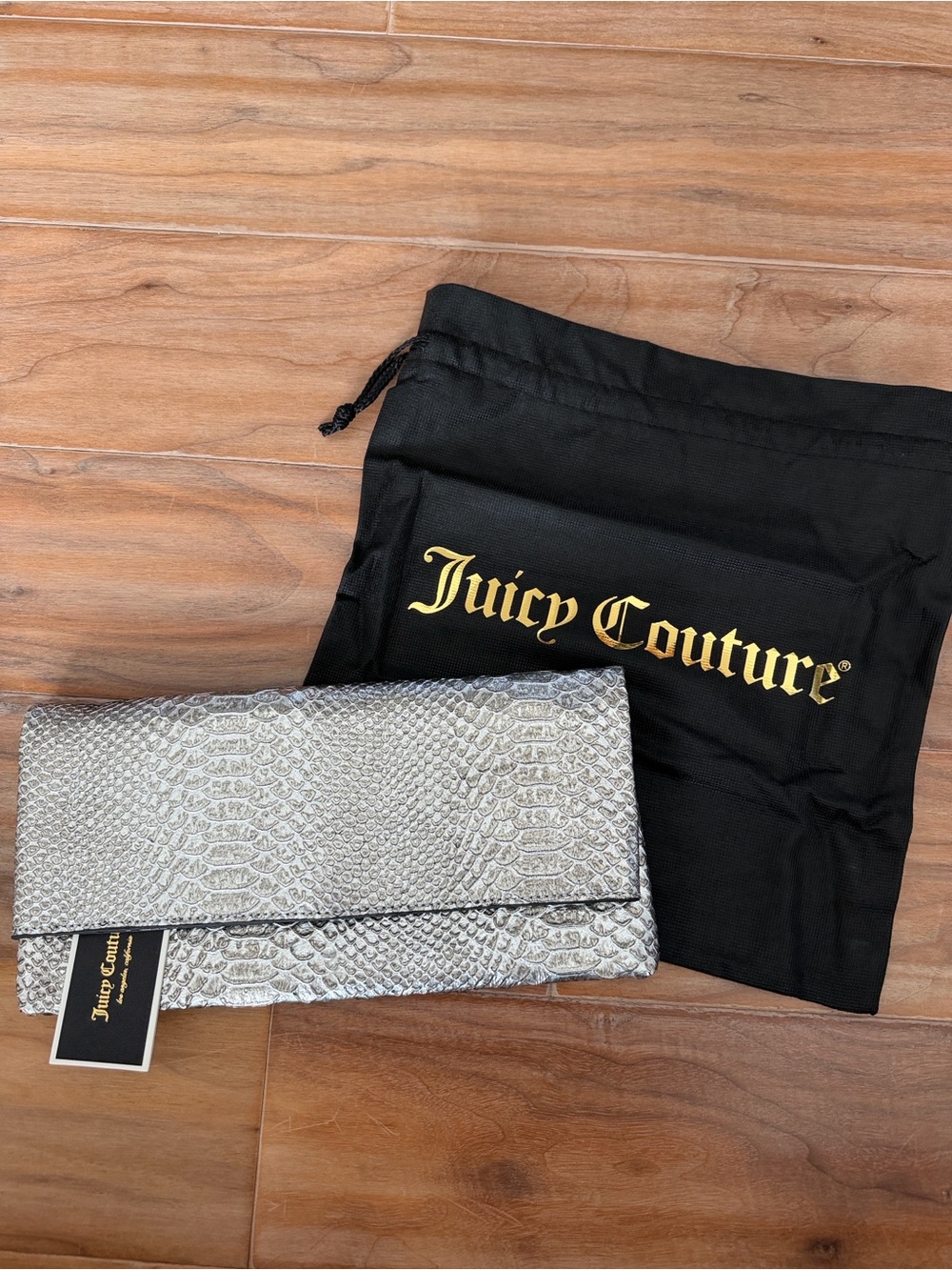 Juicy CoutureJade Snake Embossed Silver Clutch NWT w/ Dust Bag